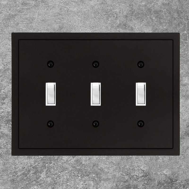 Henne Bery Modern Edge Decorative Wall Plate Switch Plate Outlet Cover, Durable Solid Zinc Alloy (Triple Toggle, Matte Black) - Image 4